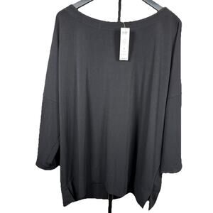 CHICO'S Easy Chic Relaxed Top Women’s Sz 3 XL Black Tunic 3/4 Sleeve NWT